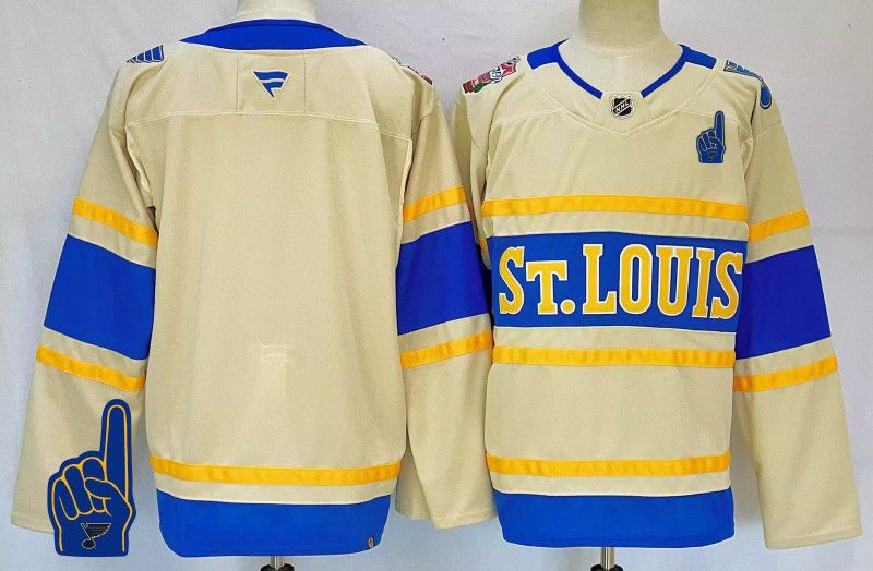Men St.Louis Blues Blank Cream Fanatics 2025 NHL Jersey style 1->st.louis blues->NHL Jersey